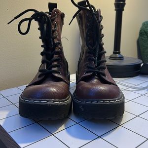 Burgandine Combat Boots